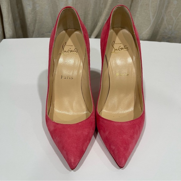Christian Louboutin | Begonia Suede Pigalle Follies 100 Pumps - Picture 2 of 7
